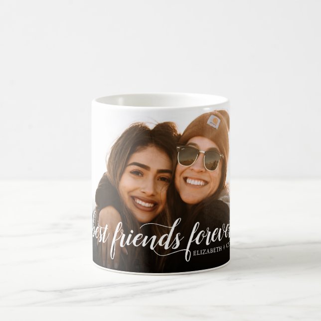 Bästa vänner för foto-Elegant Modern skript Kaffemugg (Center)