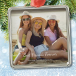 Bästa vänner för foto-Namn Julgransprydnad Metall<br><div class="desc">Bästa vän för evigt-fotot med namn metall-ornament. Ersätt fotot med eget och anpassa texten.</div>