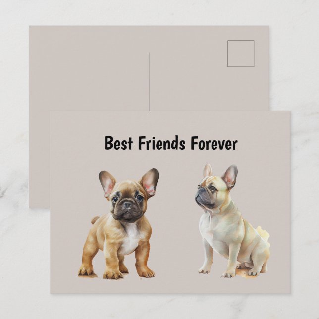 Bästa vänner för Frenchie Hundar Vykort (Fram/baksida)