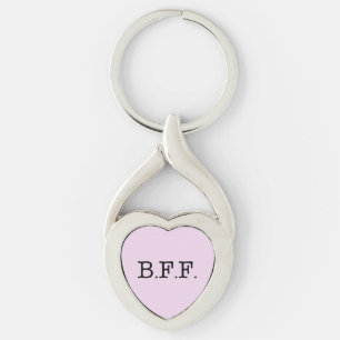 Bästa vänner för Lilac Brackground Twisted Heart Silverfärgad Nyckelring