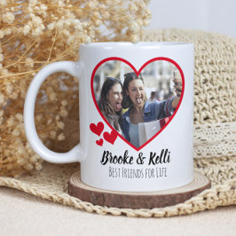 Bästa vänner för livet - två foto-hjärtan kaffemugg