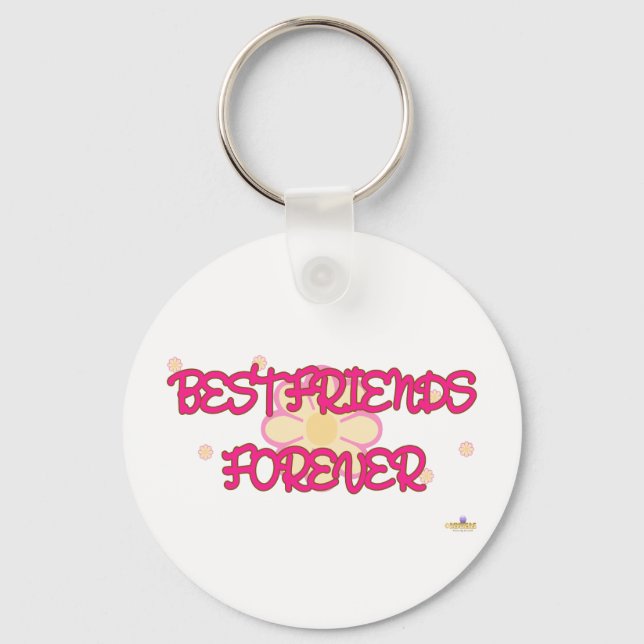 Bästa vänner för Orangens Rosa Flowers Nyckelring (Framsida)