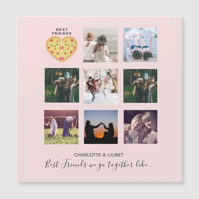 Bästa Vänner Foto Collage Gåvor Dammt Rosa PIZZA V (Framsida)