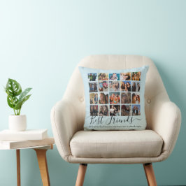 Bästa vänner Foto Collage Pastel Blue Kudde