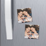 Bästa vänner-foto magnet<br><div class="desc">Visning ett favoritfoto av dig och din skönhet med vår fotomagnet med "bästa vänner" i modern, handskriven blockering.</div>