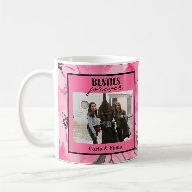 Bästa vänner Foto Present Rosa Affisch Kaffemugg (Vänster)