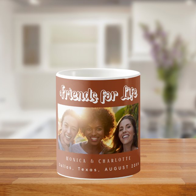 Bästa vänner fotot namn bränd orange brun kaffemugg (Skapare uppladdad)