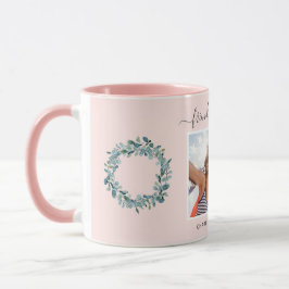 Bästa vänner fotot namn eucalyptus greenery rosa mugg