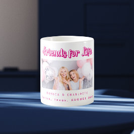 Bästa vänner fotot namn vit rosa kaffemugg