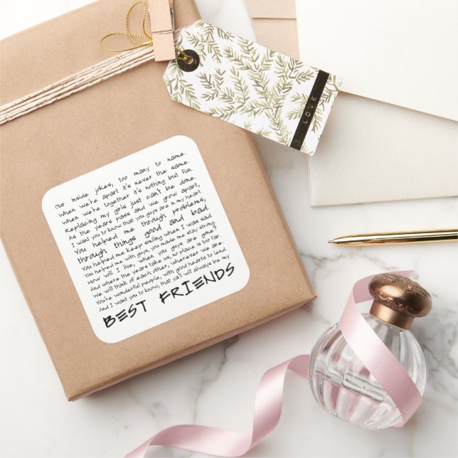Bästa vänner fyrkantigt klistermärke (Gifting)
