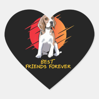 Bästa vänner ger en idé om Beagle Hund älskare Hjärtformat Klistermärke