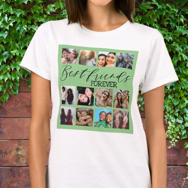 Bästa vänner Grönt Modern fotosamling T Shirt (Skapare uppladdad)