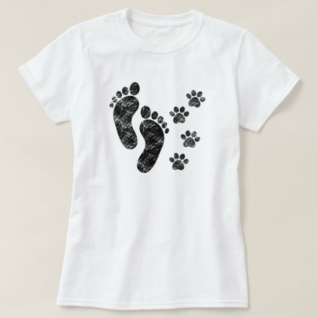 Bästa vänner Hund Tassar och fotavtryck T Shirt (Design framsida)