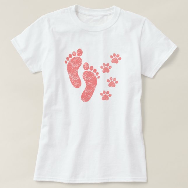 Bästa vänner Hund Tassar och fotavtryck T Shirt (Design framsida)