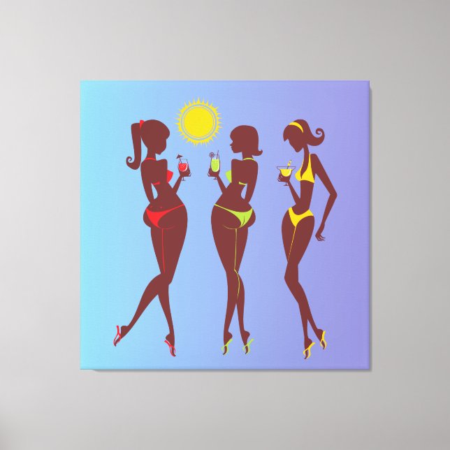 Bästa vänner i Bikinis Wrapped Canvas (Framsida)