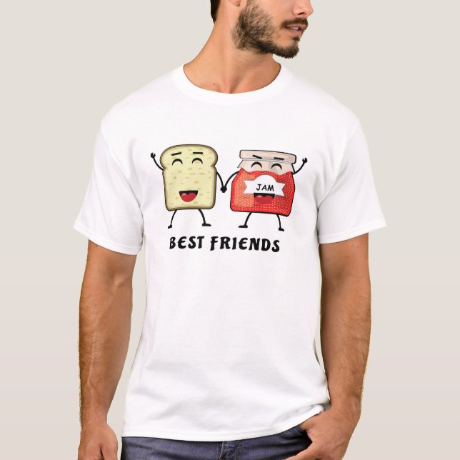Bästa vänner - Jam och bröd - Rolig illustration T Shirt (Framsida)