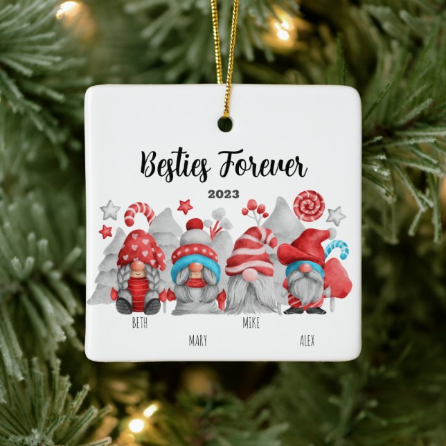 Bästa vänner, kvinnor och män julgransprydnad keramik (Träd)