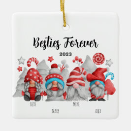 Bästa vänner, kvinnor och män julgransprydnad keramik