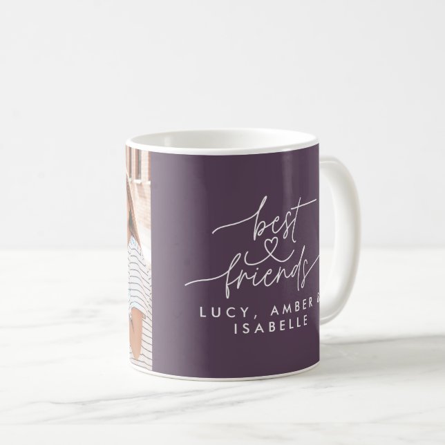 Bästa vänner - lila av fotoskript för elegant kaffemugg (Framsida höger)