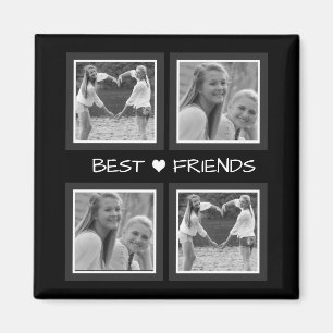 Bästa vänner med Cute Heart Photo Collage Magnet