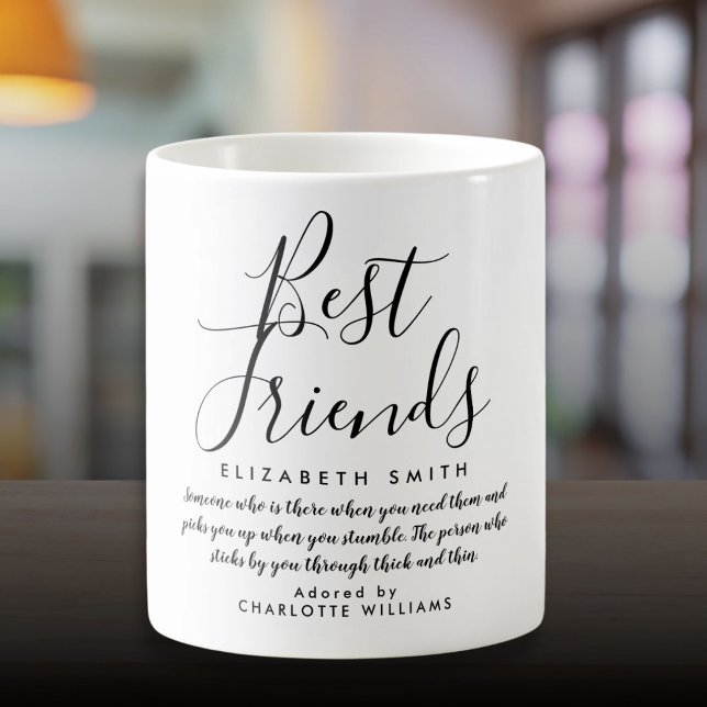Bästa vänner Modern Elegant Skript Citat Kaffemugg (Best Friends Modern Elegant Script Quote Coffee Mug)