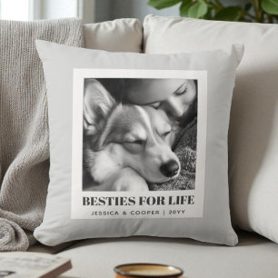 Bästa vänner Modern Grå Hund Mamma Husdjur Foto Kudde