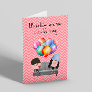 Bästa vänner och Vin födelsedag Kort