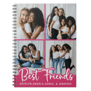 Bästa vänner Personlig 4 Rosa för fotoinsamling Anteckningsbok