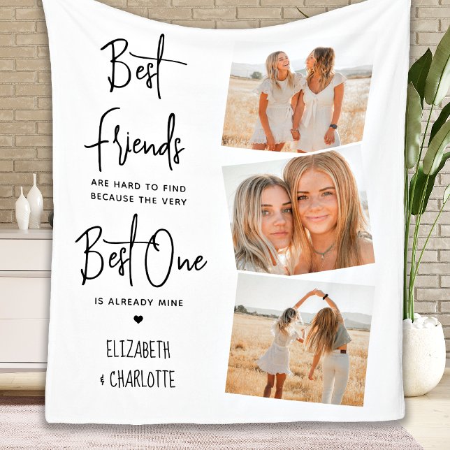 Bästa vänner Personlig Chic 3 Photo Vänskap Fleecefilt (Skapare uppladdad)