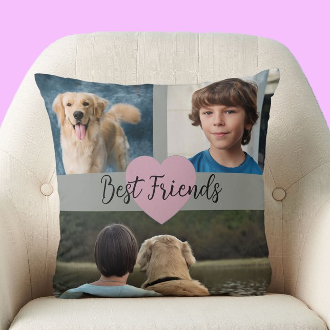 Bästa vänner Pets för fotomall Kudde (Skapare uppladdad)