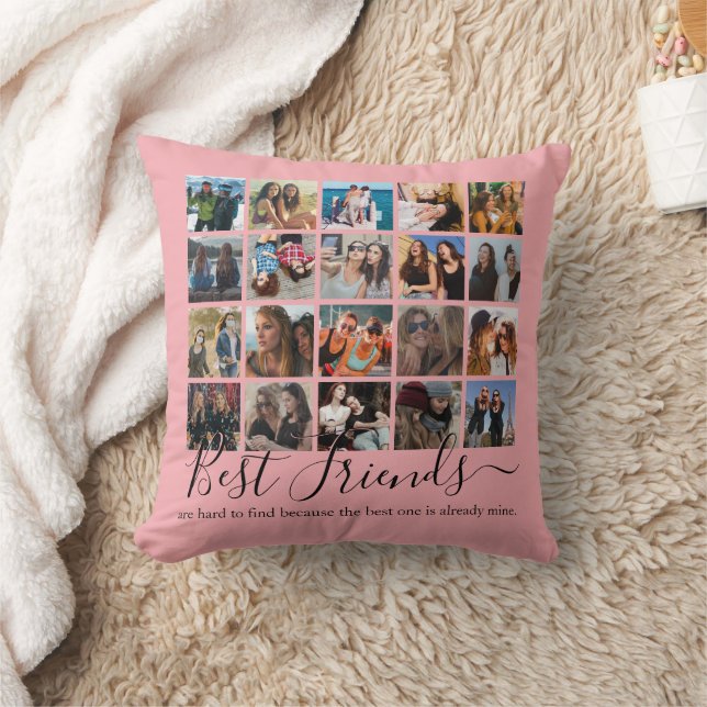 Bästa vänner Photo Collage Rosa Kudde (Filt)