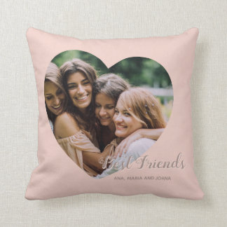 Bästa vänner Photo Heart Cute Vänskap Blus Rosa Kudde