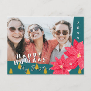 Bästa vänner Poinsettia Glad höjdagsfoto grön Helg Vykort