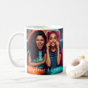 Bästa vänner roliga ansikten & inspirerande citat kaffemugg