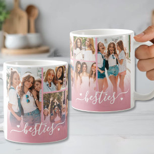 Bästa Vänner Rosa Bästa Vänners Fotokollage Kaffemugg