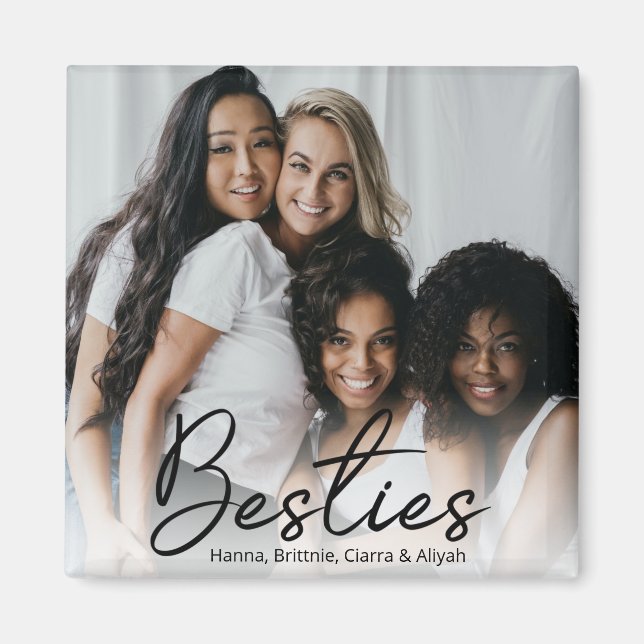 Bästa vänner Script Anpassad Foto Magnet (Framsidan)