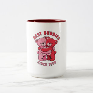 Bästa vänner sedan 1990 Kramande teddybjörnar  Två-Tonad Mugg