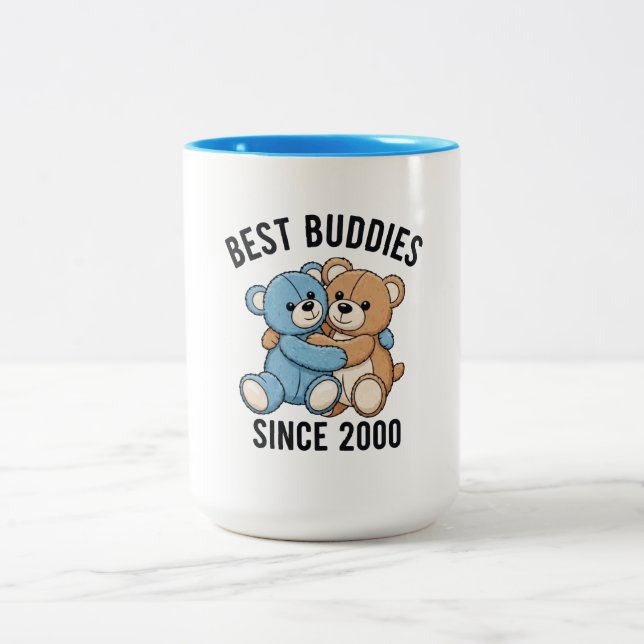 Bästa vänner sedan 2000 Teddybjörnar Två-Tonad Mugg (Center)