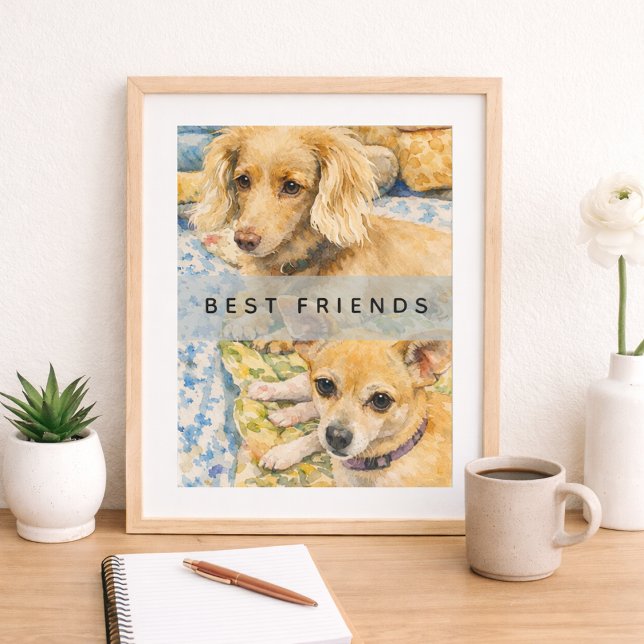 Bästa Vänner Söta Hundar Akvarell Poster (Skapare uppladdad)