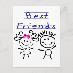 Bästa vänner stick figur vykort