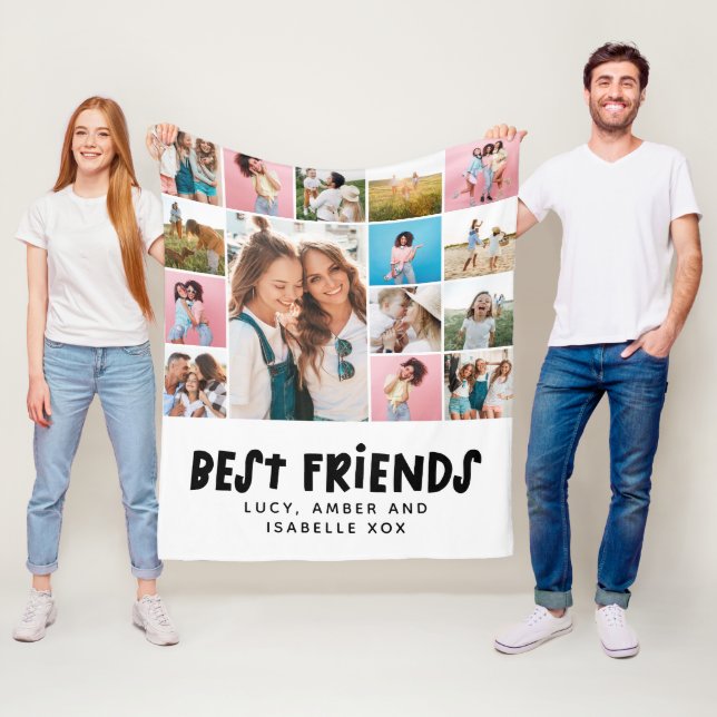 Bästa vänner svartvit 15-fotomodern minimal fleecefilt (På plats)