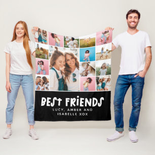 Bästa vänner svartvit vitel 15, modern, minimal bi fleecefilt