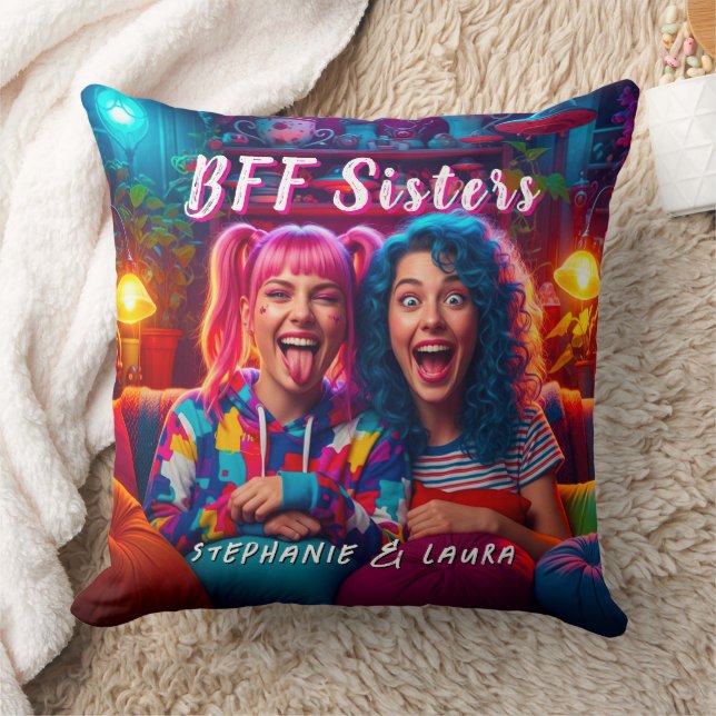 Bästa vänner Systrar Rolig BFF Kudde (Filt)