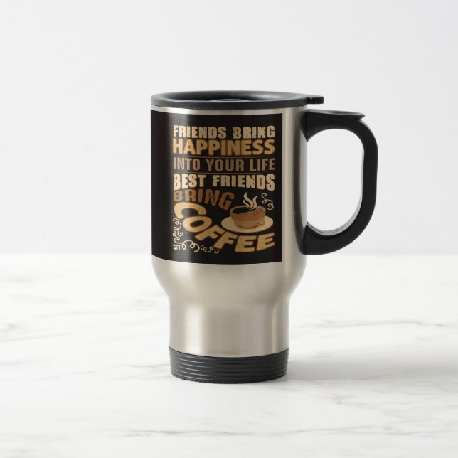 Bästa vänner tar med kaffe Rolig kaffemug Resemugg (Höger)