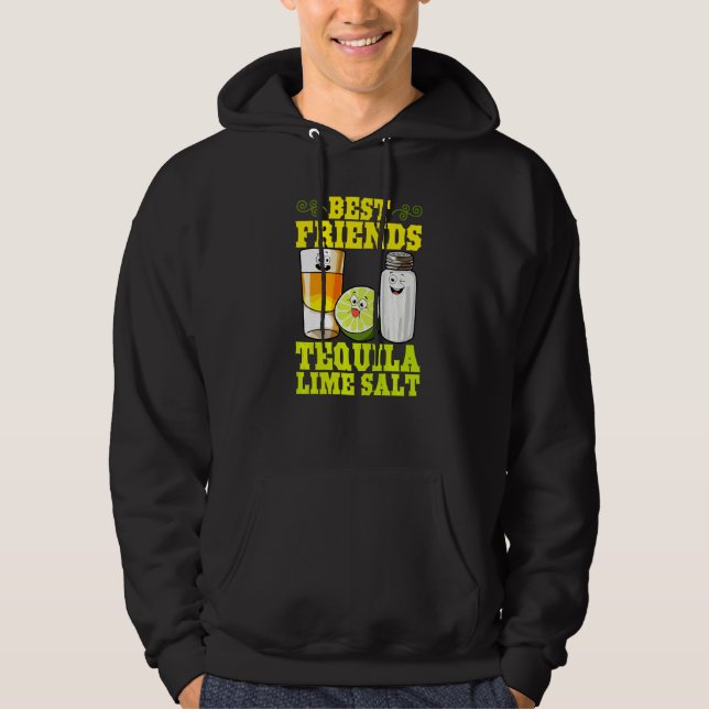 Bästa Vänner Tequila Lime Salt Mexikansk Dryck Cin Hoodie (Framsida)