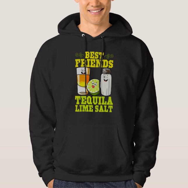 Bästa Vänner Tequila Lime Salt Mexikansk Dryck Cin Hoodie (Framsida)