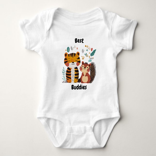 Bästa vänner Tiger och Squirrel, Söt utbildning T Shirt (Framsida)