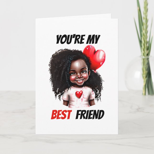 Bästa vänner valentins önskemål african american helgkort (Framsida)