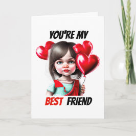 Bästa vänner valentins önskemål caucasiska flicka helgkort