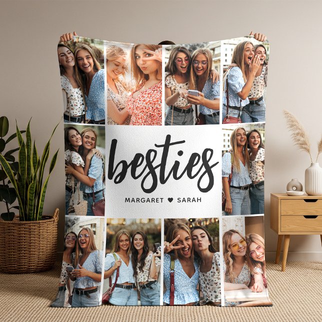 Bästa vännernas fotokollage Bff Fleecefilt (Skapare uppladdad)